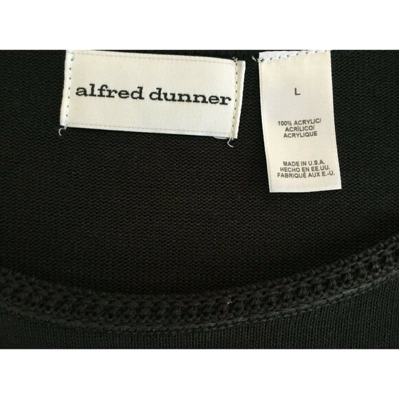 Alfred Dunner Black Sweater Size Large Lace Fall Autumn Layered Look Cardigan - Picture 2 of 7